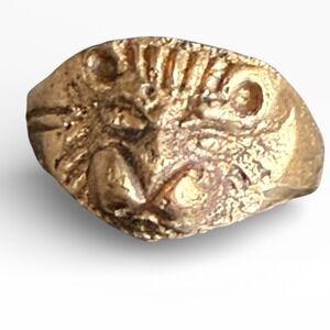 Vintage Gold Tone Lion Head Ring Statement Bold Vintage Women's Size 9